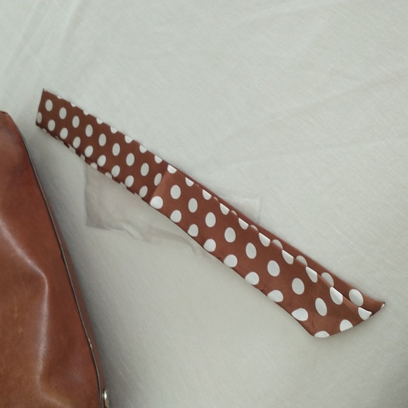 2/$10 NWOT Twilly for handbag, brown & white dot - Picture 1 of 3